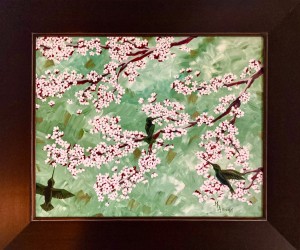 Hummingbirds in Apricot Blossoms